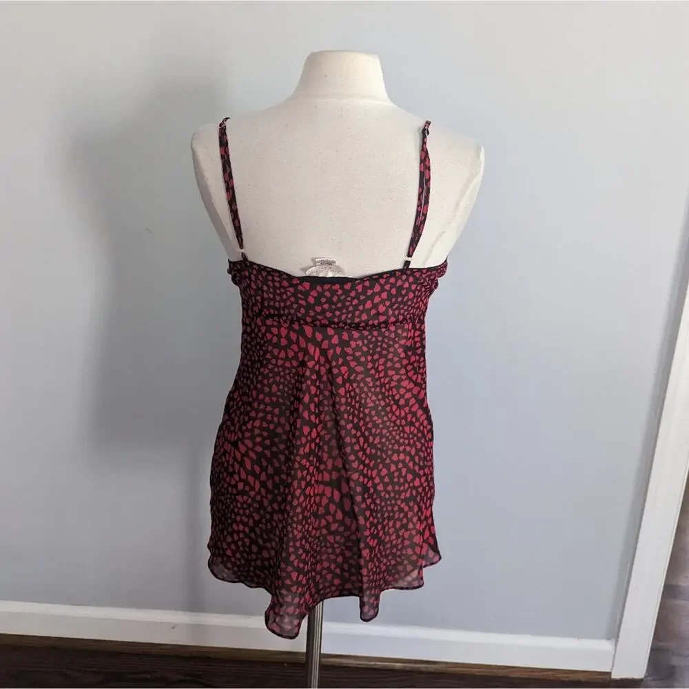Vintage Women's Inner Most Feather Red Boa and Hearts Slip Pajama Medium 90s - Picture 3 of 7